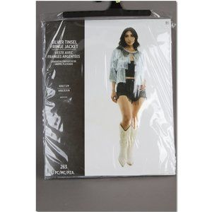 Women’s Sexy Silver Tinsel Fringe Jacket Costume Adult S/M Brand new, never worn